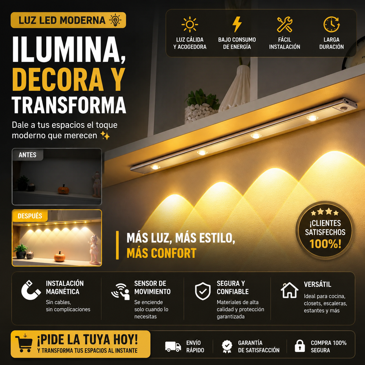 Barra Led Moderna - con sensor 50cm