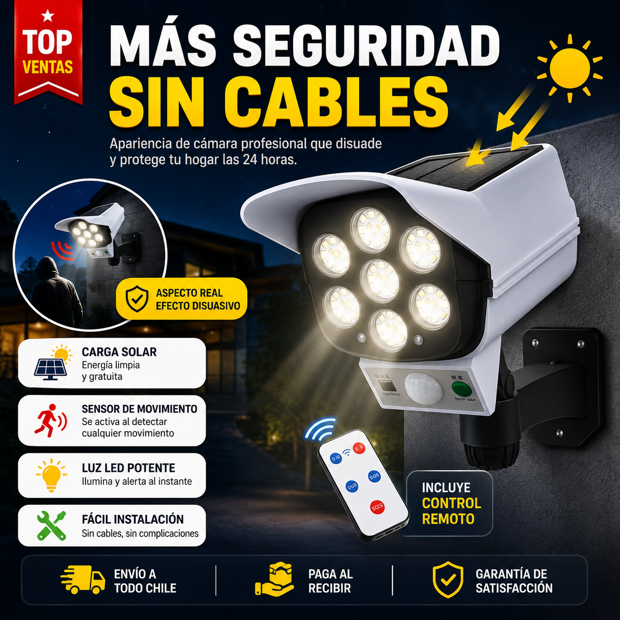 Foco Solar Led - Tipo Camara